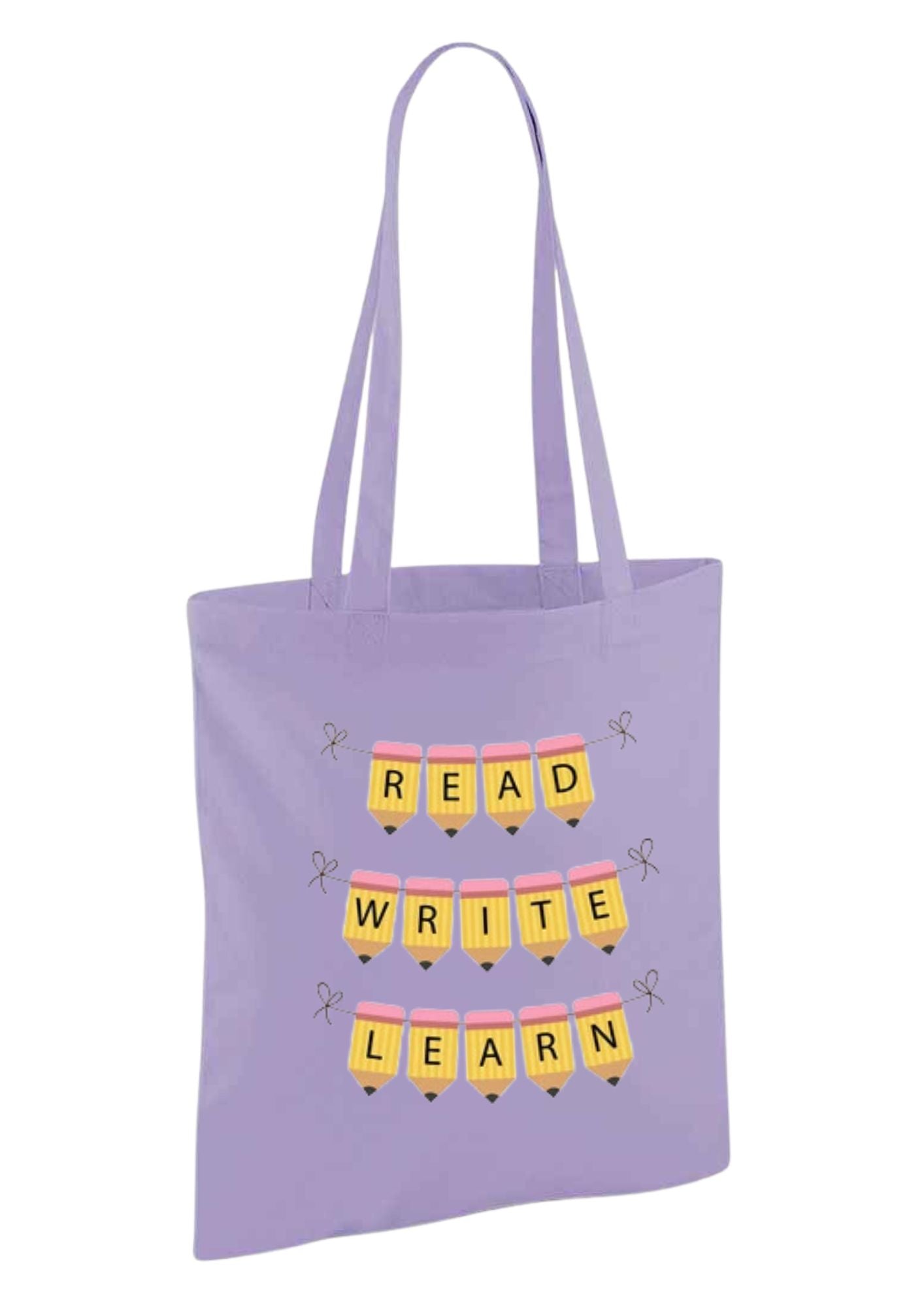 Read, write, learn tote bag