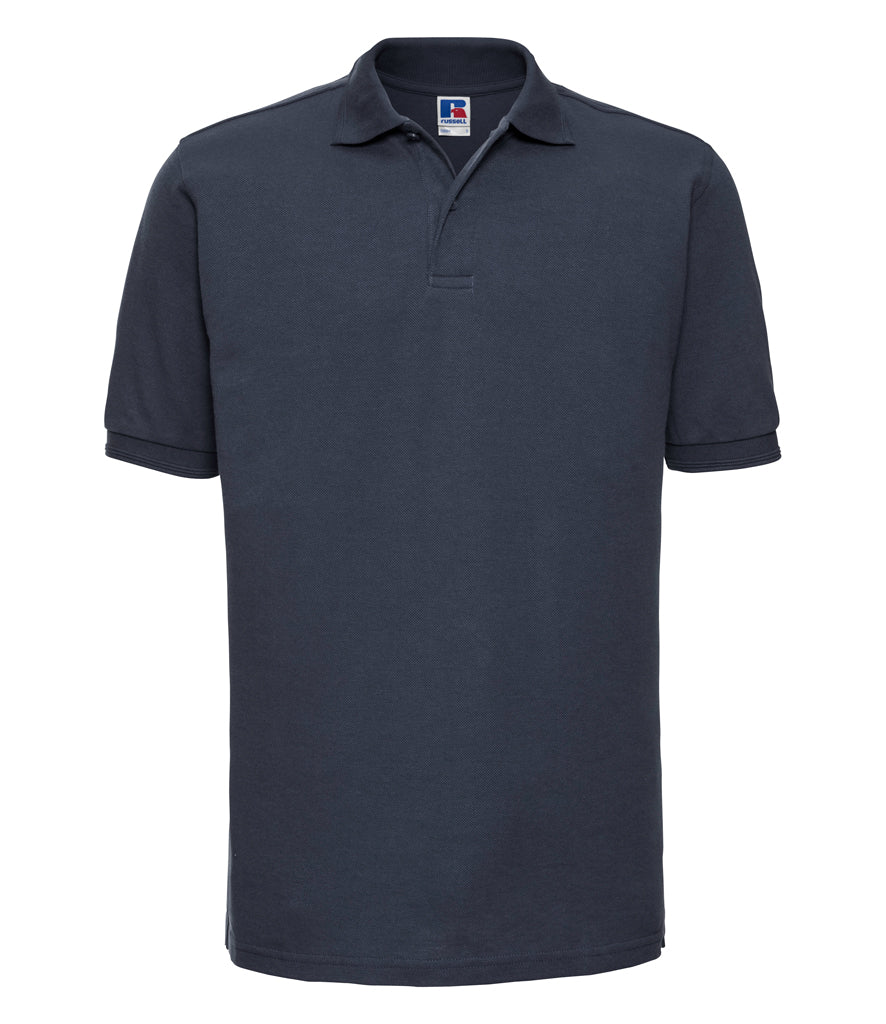 Russell Hardwearing Poly/Cotton Piqué Polo Shirt - Black, White, Grey & Blue